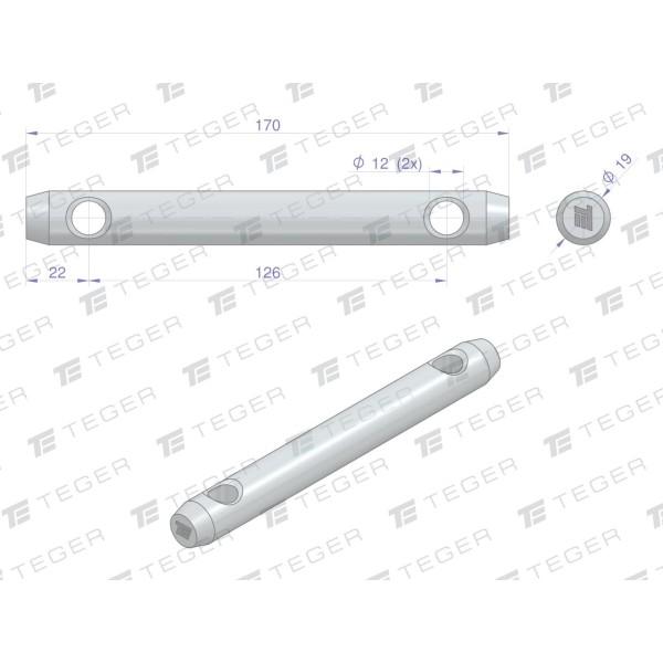Sworzeń uniwersalny 2-otwory fi 12 SU1219126170 | Exvi