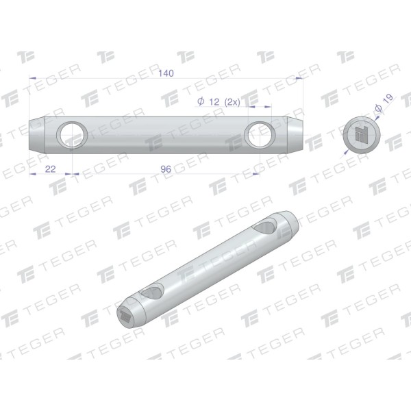 Sworzeń uniwersalny 2-otwory fi 12 SU121996140 | Exvi