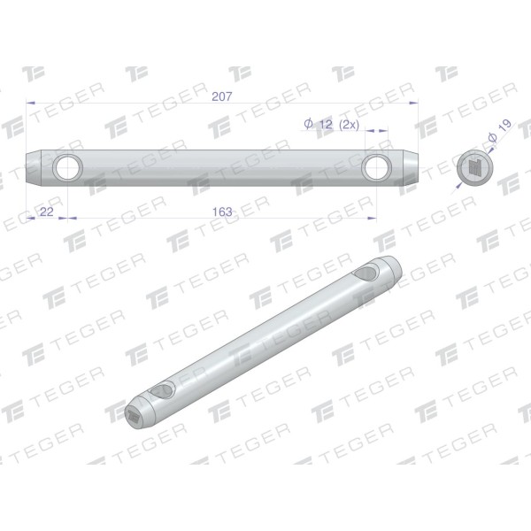Sworzeń uniwersalny 2-otwory fi 12 SU1219163207 | Exvi