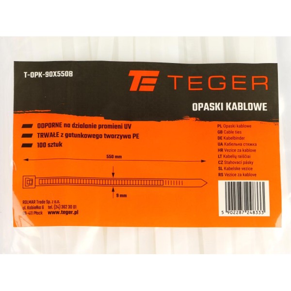 Opaski kablowe, opaska kablowa, opaski OPK-90X550B | Exvi