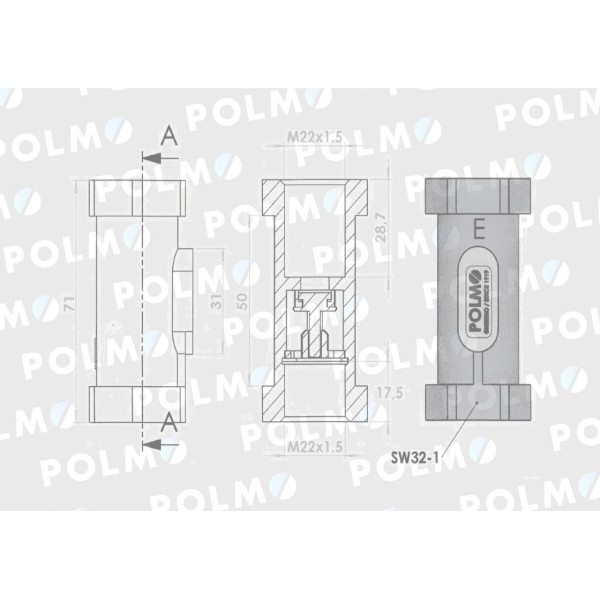 Zawór zwrotny odcinający prosty 22x1.5 434014000AP | Exvi