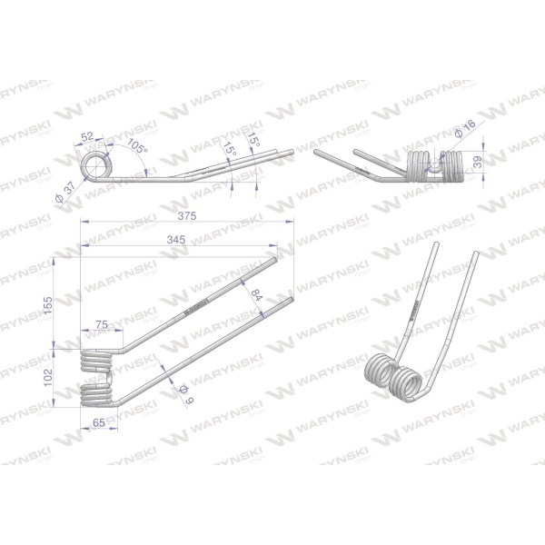 Palec przetrząsarka zastosowanie Deutz Fahr 06580391 | Exvi