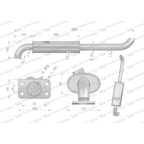 Tłumik T25 INOX WARYŃSKI D21A1201IW | Exvi
