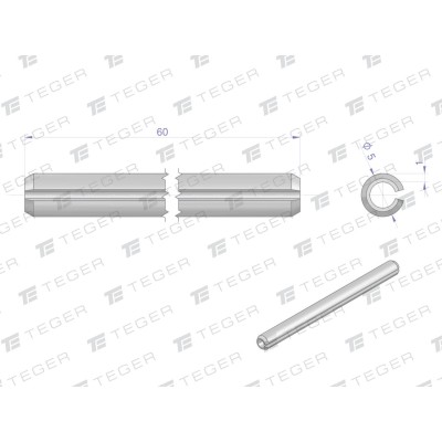 Kołek sprężysty 5x60 TEGER, (sprzedawane KO-5X60 | Exvi