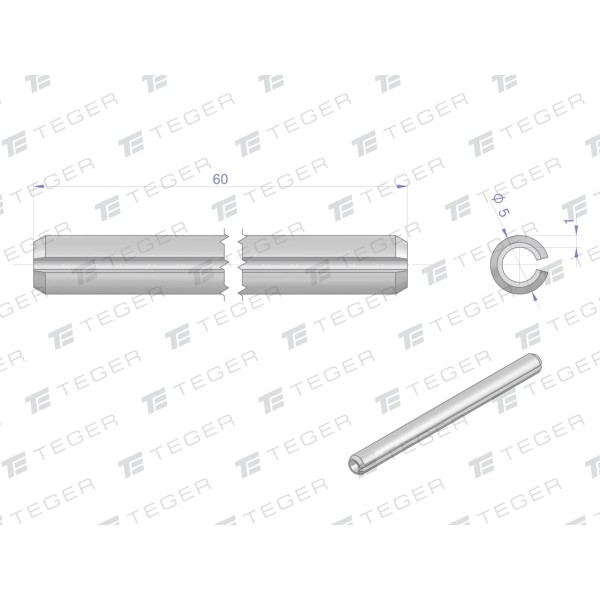 Kołek sprężysty 5x60 TEGER, (sprzedawane KO-5X60 | Exvi