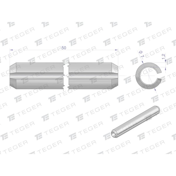 Kołek sprężysty 7x50 TEGER, (sprzedawane KO-7X50 | Exvi