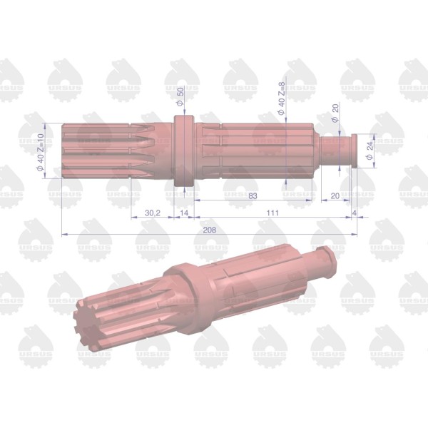 Wałek reduktora C-330 ORYGINAŁ URSUS 50/01-132/0 | Exvi