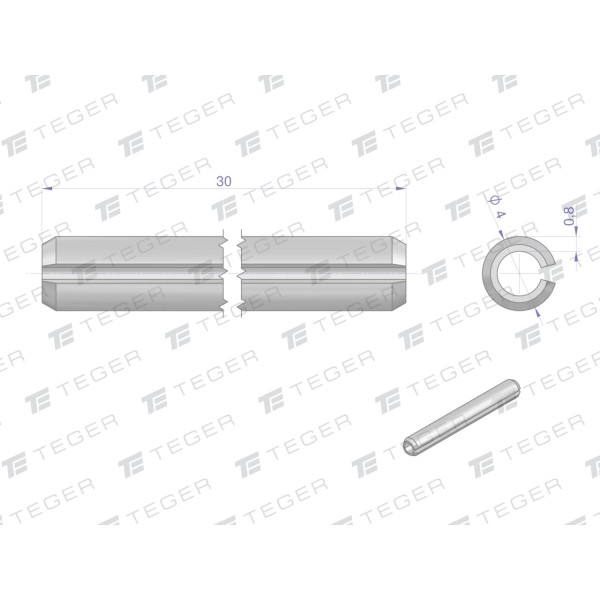 Kołek sprężysty 4x30 TEGER, (sprzedawane KO-4X30 | Exvi