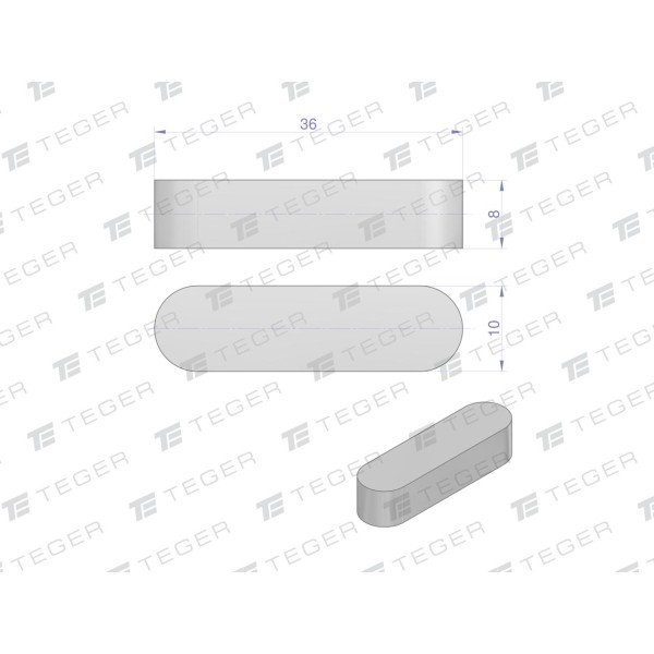 Wpust pryzmatyczny 10x8x36 TEGER WPP-10X8X36 | Exvi