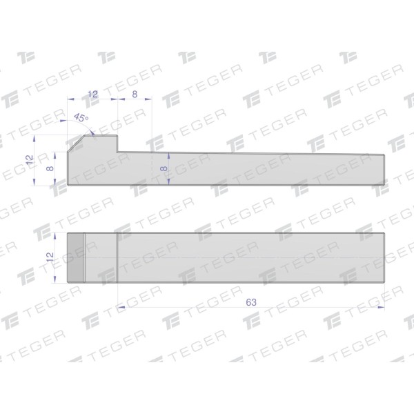 Klin z noskiem 12x8x63 TEGER KL-12X8X63 | Exvi