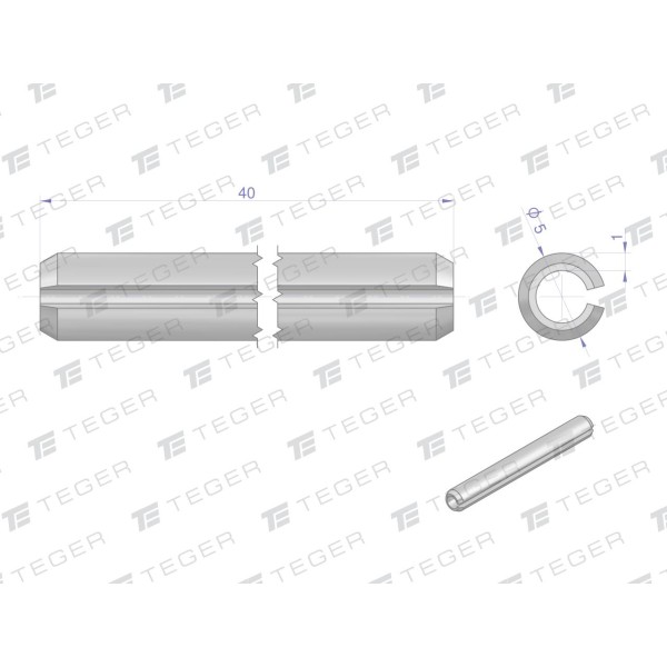 Kołek sprężysty 5x40 TEGER, (sprzedawane KO-5X40 | Exvi