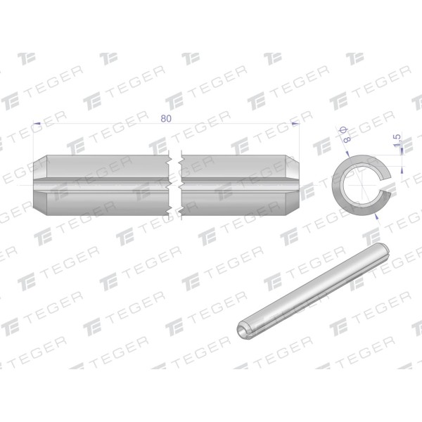 Kołek sprężysty 8x80 TEGER, (sprzedawane KO-8X80 | Exvi