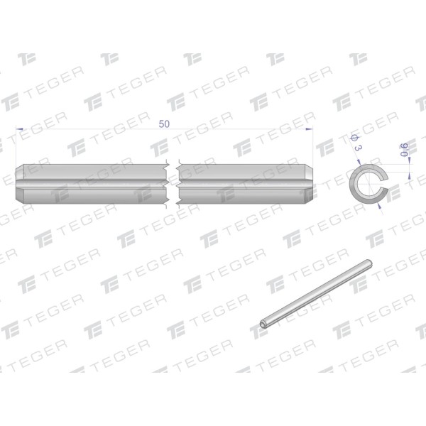 Kołek sprężysty 3x50 TEGER, (sprzedawane KO-3X50 | Exvi