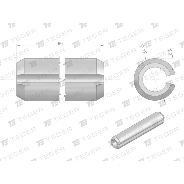 Kołek sprężysty 12x60 TEGER, (sprzedawane KO-12X60 | Exvi