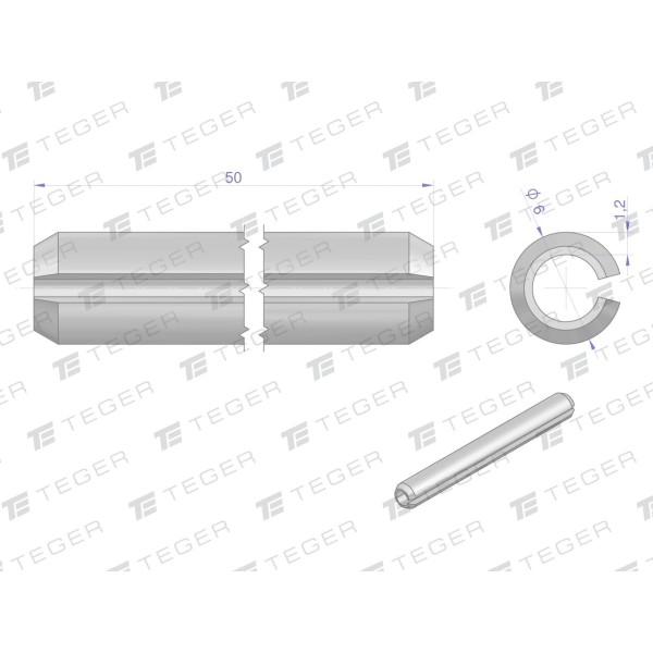 Kołek sprężysty 6x50 TEGER, (sprzedawane KO-6X50 | Exvi