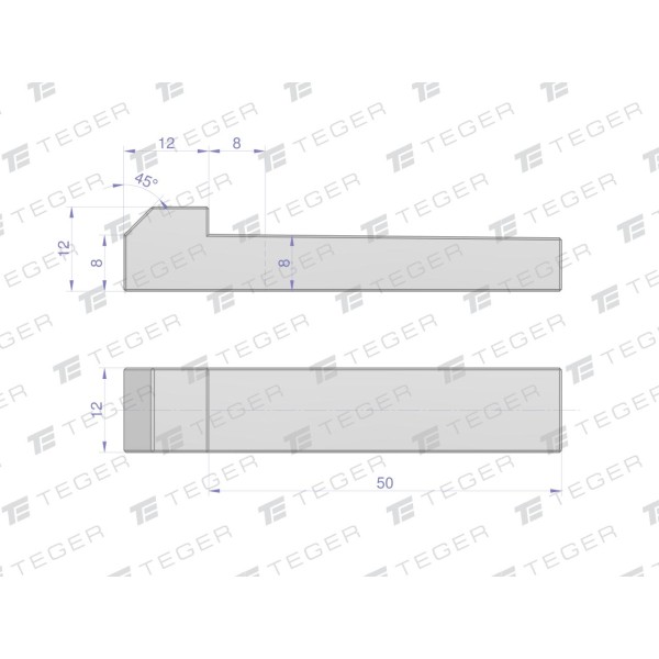 Klin z noskiem 12x8x50 TEGER KL-12X8X50 | Exvi