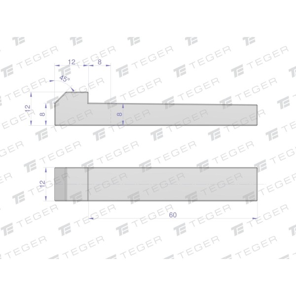Klin z noskiem 12x8x60 TEGER KL-12X8X60 | Exvi