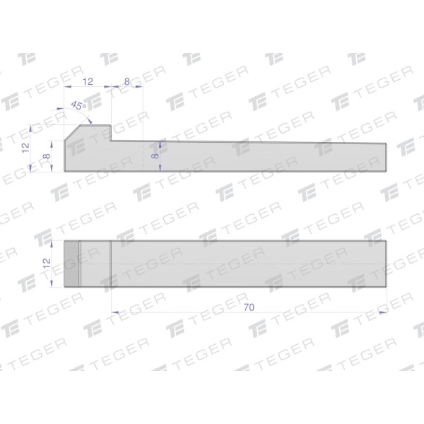 Klin z noskiem 12x8x70 TEGER KL-12X8X70 | Exvi