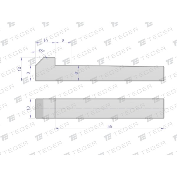 Klin z noskiem 10x8x55 TEGER KL-10X8X55 | Exvi