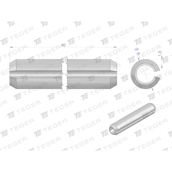 Kołek sprężysty 8x40 TEGER, (sprzedawane KO-8X40 | Exvi