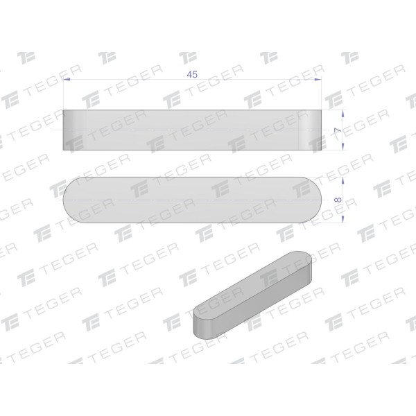 Wpust pryzmatyczny 8x7x45 TEGER WPP-8X7X45 | Exvi