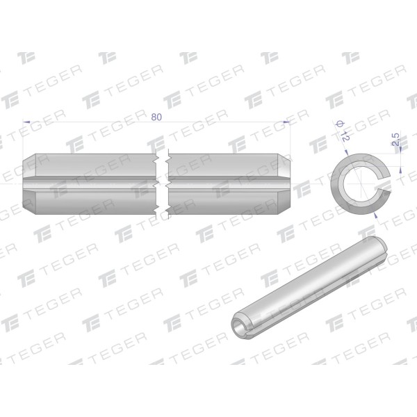 Kołek sprężysty 12x80 TEGER, (sprzedawane KO-12X80 | Exvi