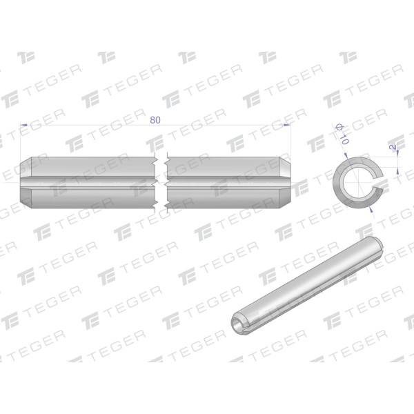 Kołek sprężysty 10x80 TEGER, (sprzedawane KO-10X80 | Exvi