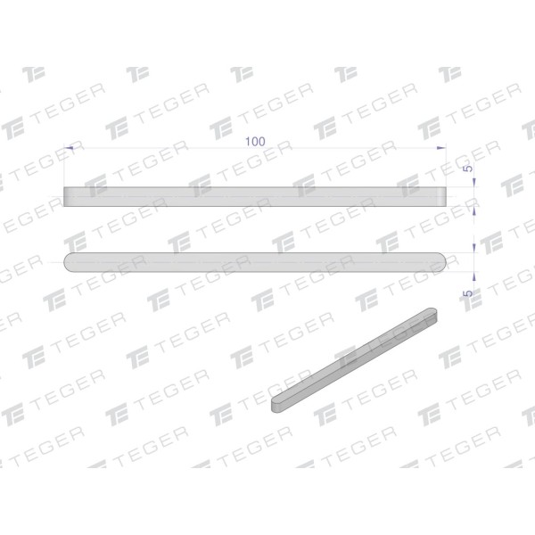 Wpust pryzmatyczny 5x5x100 TEGER WPP-5X5X100 | Exvi