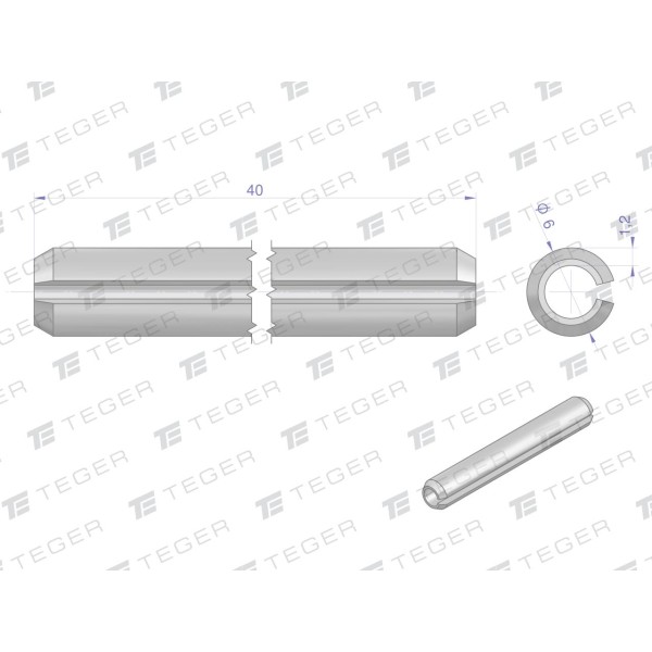 Kołek sprężysty 6x40 TEGER, (sprzedawane KO-6X40 | Exvi