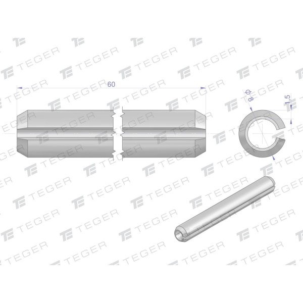 Kołek sprężysty 8x60 TEGER, (sprzedawane KO-8X60 | Exvi