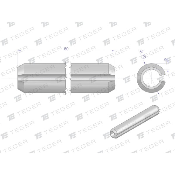 Kołek sprężysty 10x60 TEGER, (sprzedawane KO-10X60 | Exvi