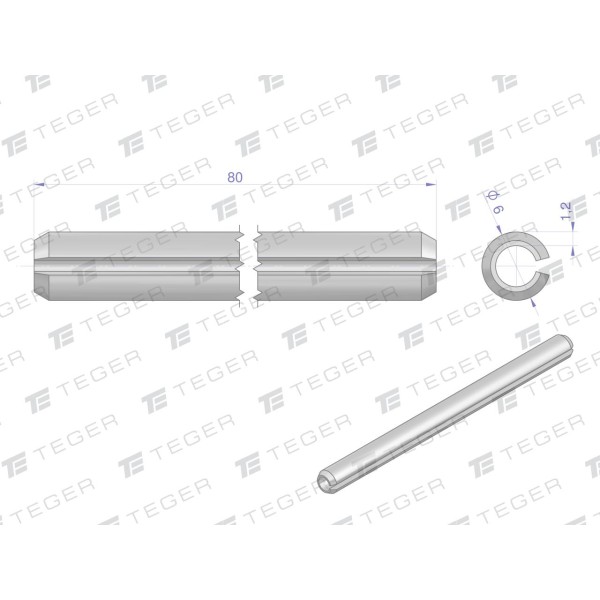 Kołek sprężysty 6x80 TEGER, (sprzedawane KO-6X80 | Exvi