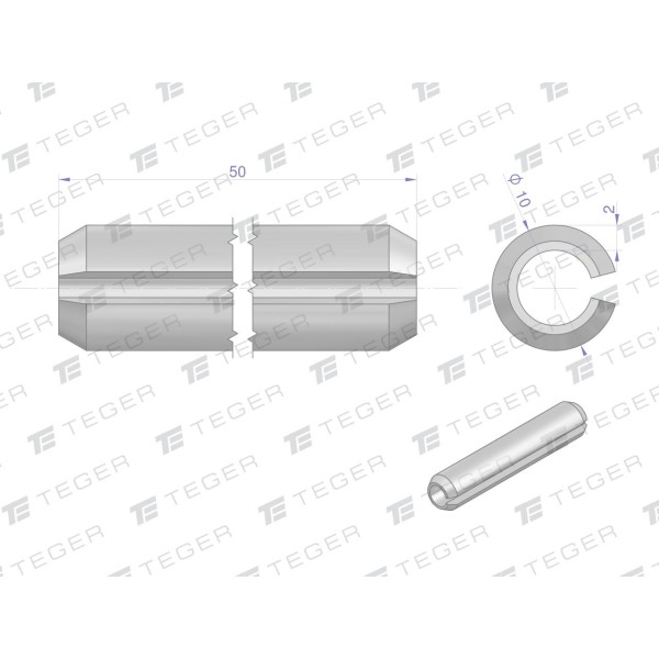 Kołek sprężysty 10x50 TEGER, (sprzedawane KO-10X50 | Exvi