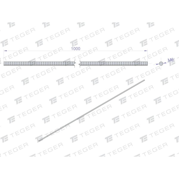 Pręt gwintowany M6 x 1000mm kl.8.8 DIN PGM6-8.8OC | Exvi