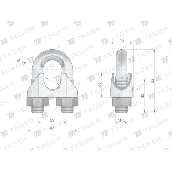 Zacisk linki stalowej 16mm TEGER ZLS-16 | Exvi