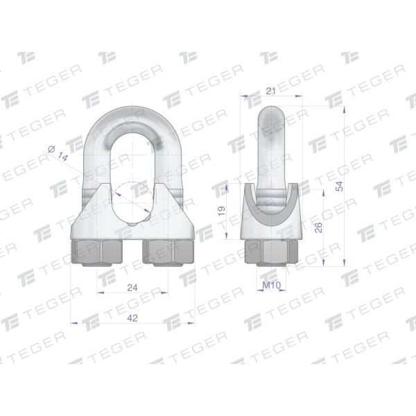 Zacisk linki stalowej 14mm TEGER ZLS-14 | Exvi