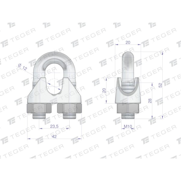 Zacisk linki stalowej 12mm TEGER ZLS-12 | Exvi