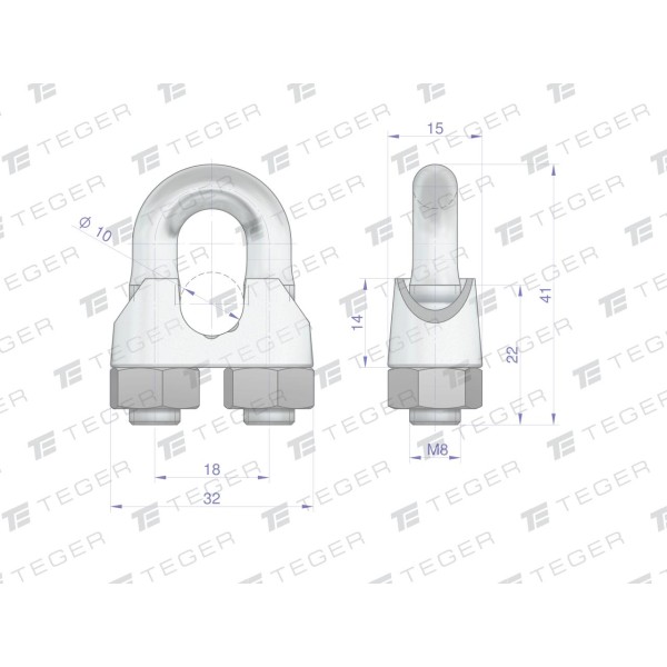 Zacisk linki stalowej 10mm TEGER ZLS-10 | Exvi