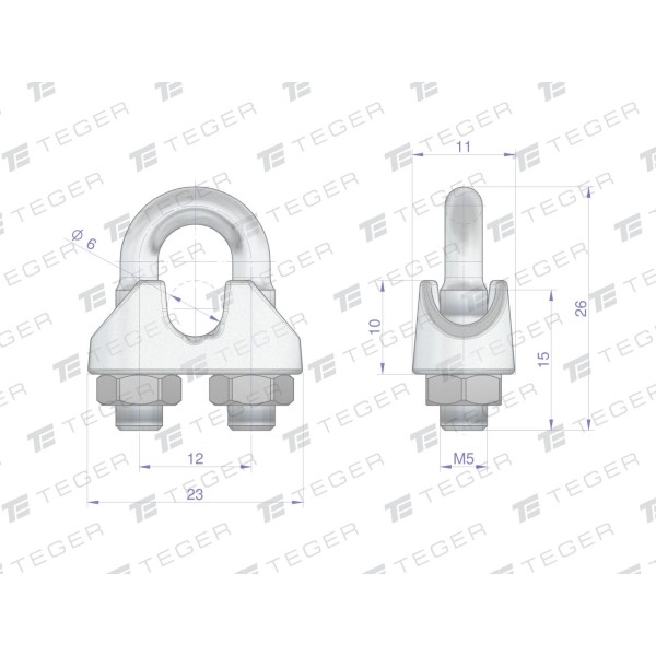 Zacisk linki stalowej 6mm TEGER, (sprzedawane ZLS-6 | Exvi