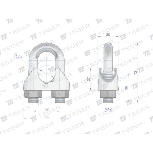 Zacisk linki stalowej 20mm TEGER ZLS-20 | Exvi
