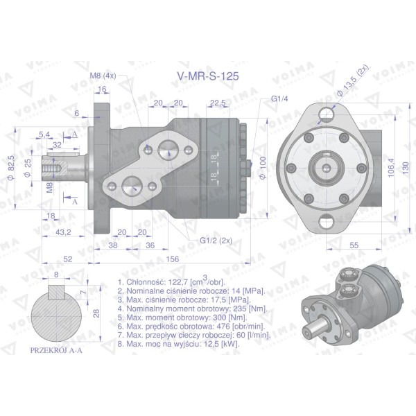 Silnik hydrauliczny orbitalnyV-MR-S 125 V-MR-S-125 | Exvi