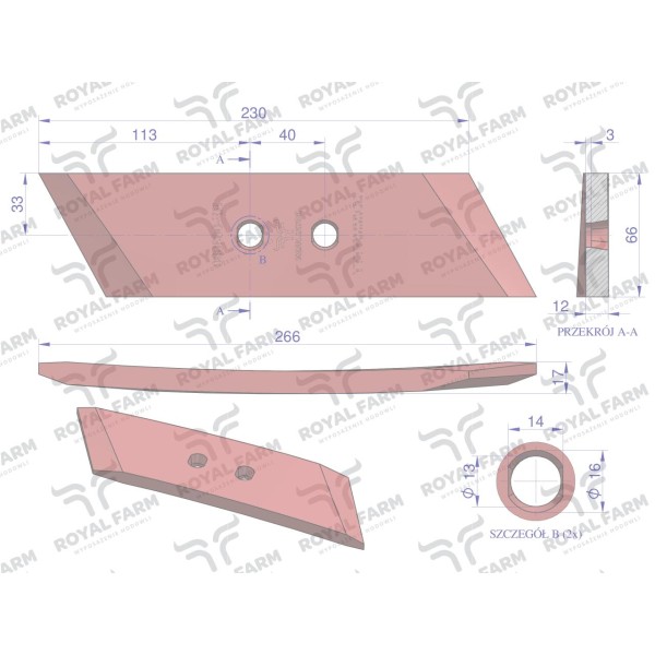 Dłuto, nakładka lemiesza, lewa RF-063090 | Exvi