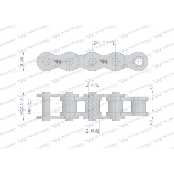 Łańcuch rolkowy 16Bx-82Ps napęd główny L16BX-82PS | Exvi