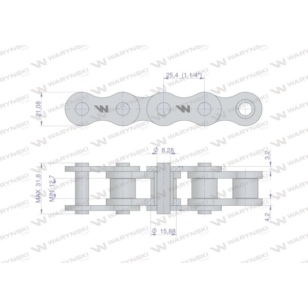 Łańcuch rolkowy 16BX-101PZ+ogn L16BX-102PS | Exvi