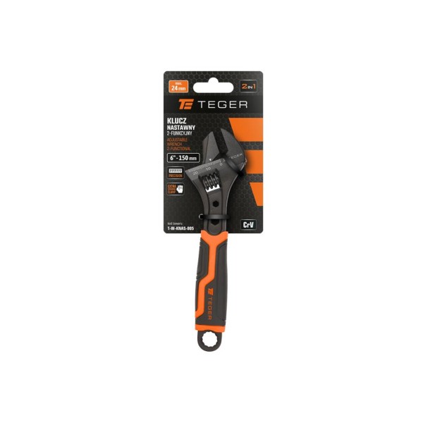 Klucz nastawny, 2-funkcyjny 6" 150 mm, Teger KNAS-005 | Exvi