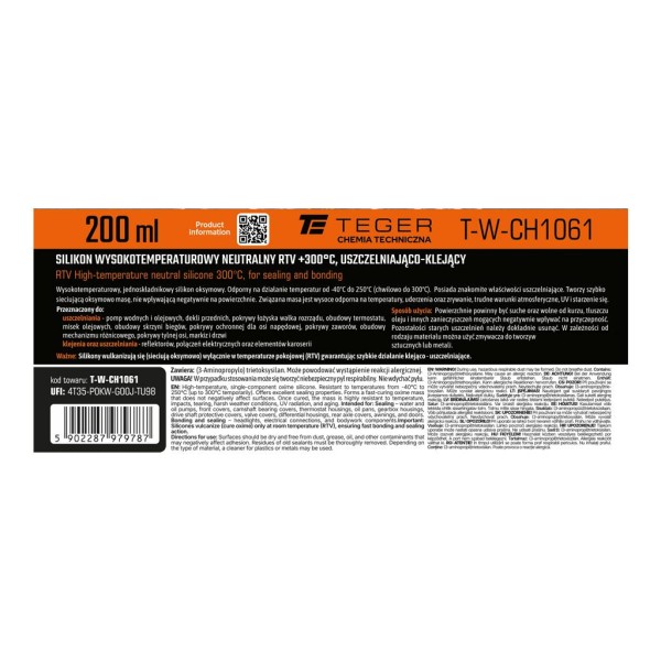 Silikon wysokotemperaturowy neutralny, RTV CH1061 | Exvi