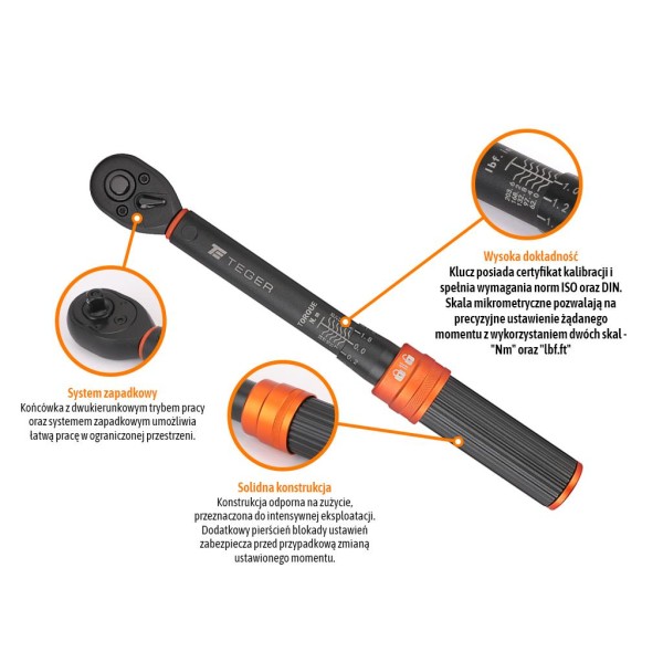 Klucz dynamometryczny, 1/4" 5-25Nm 72T / KDT002 | Exvi