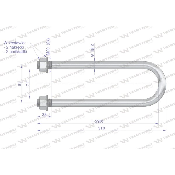 Jarzmo, Cybant, M20 71x290, 1930200020 CM20-70X290 | Exvi