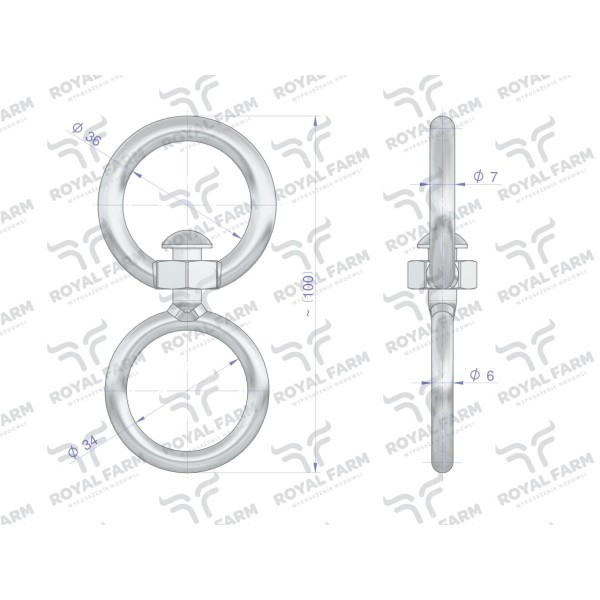 Okrętka, obroży Ciele 6mmdo pasa 3cm RF-96552010 | Exvi