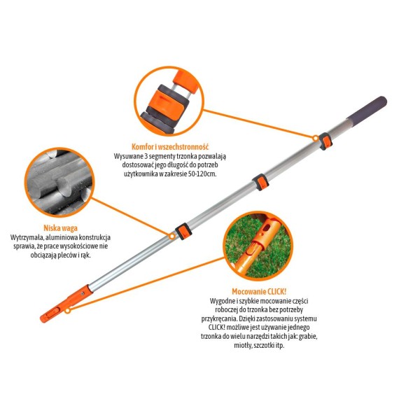 Trzonek aluminiowy - teleskopowy, 120 cm O-TRZON007 | Exvi
